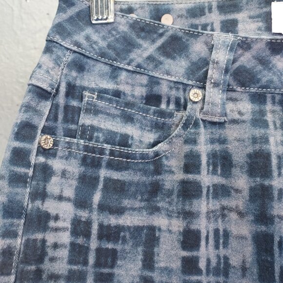 Cabi Grid Jeans Women's 6 Curvy Skinny Blue Shibiri Tye Dye Plaid Mid Rise 3047 - Picture 8 of 14